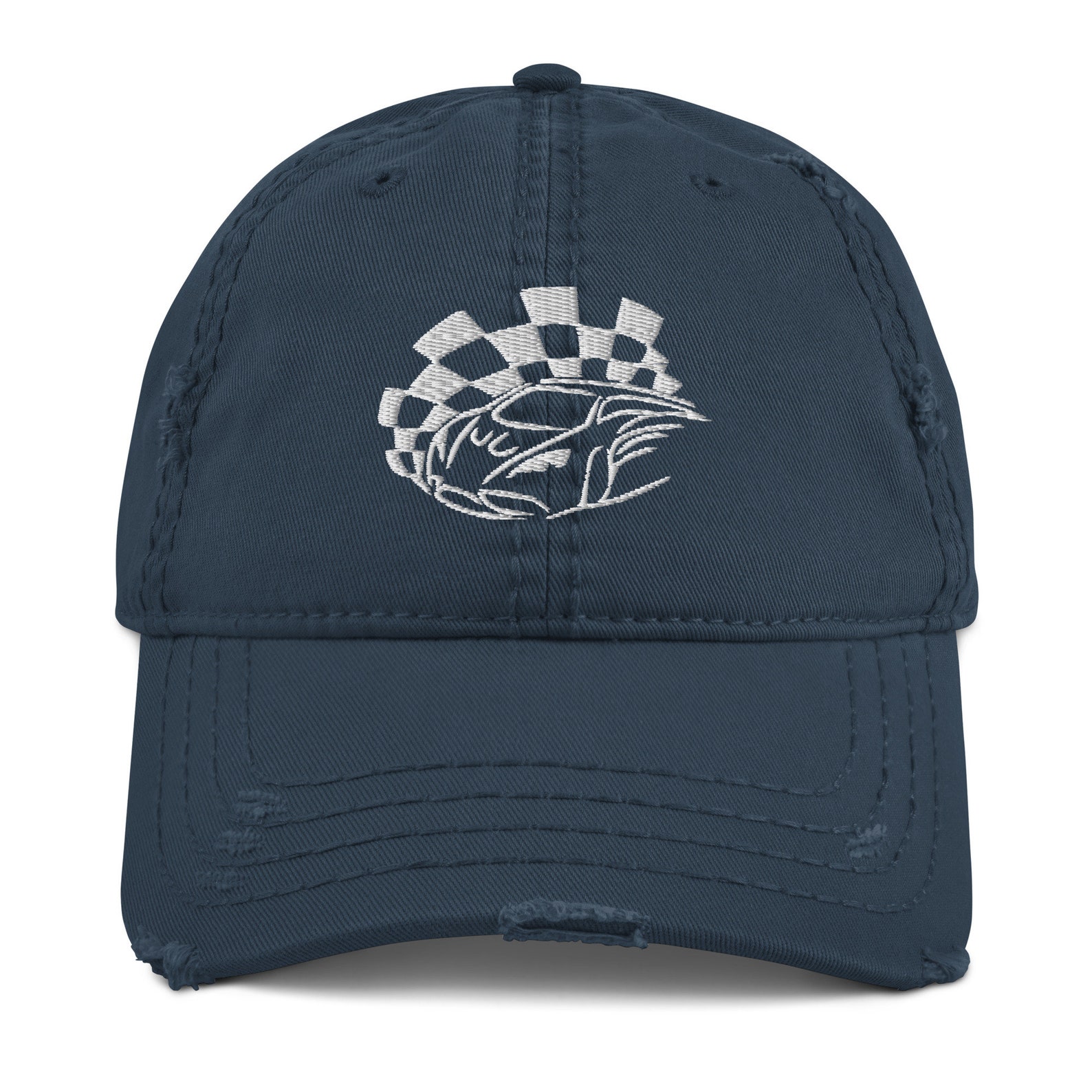 Racing Car Hat, Embroidered Race Flag & Car for Mechanic Sports Lover ...