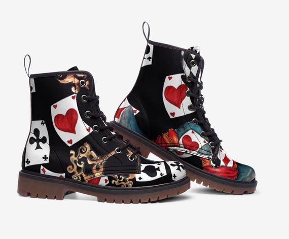 Botas de combate de cuero vegano de Alicia en el país de las