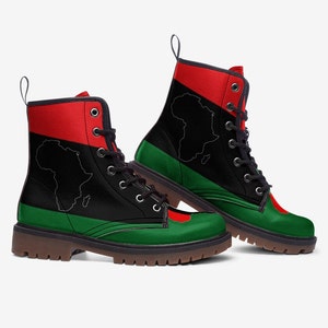 Pan-african Colors Boots for Women Men Custom Combat Boots, Vegan ...