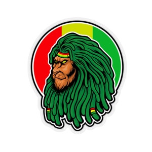 Rastafari Lion Sticker, Rasta Lion Art Dreadlock Rastafari Kiss-Cut Stickers para Rasta Reggae Music y Peace Lover