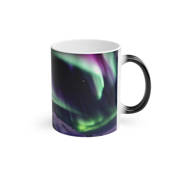 Nordlichter Farbwechsel 11oz Tasse | Aurora Borealis Tasse | Alaska Geschenk | Wärmeempfindliche Tasse | Schöne Nachthimmel Tasse | Magische Tasse