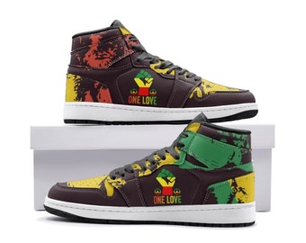 One Love Sneakers, Rasta Sneakers, Reggae, Jamaica, Unique Unisex Sneaker TR