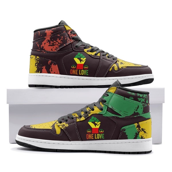 One Love Sneakers, Rasta Sneakers, Reggae, Jamaica, Unique Unisex Sneaker TR