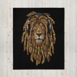 Rasta Lion Throw Blanket | Jamaica Rastafari Reggae |50″×60″| Soft Blanket