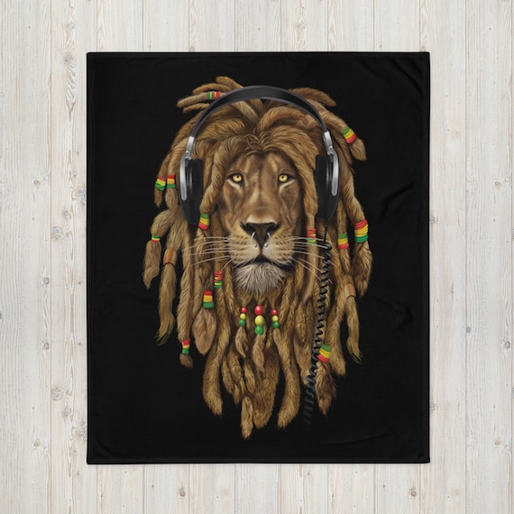Socira Coperta Rasta Leone: Flanella Con Bandiera Giamaica E Cannabis, Morbida Pile Per Divano (91x203 Cm) - 2