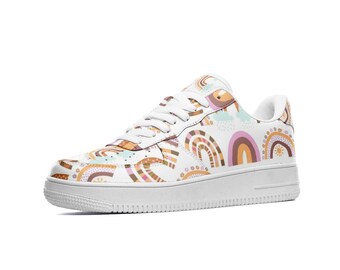 Boho Regenbogen Sneakers, Unisex Low Top Leder Sneakers