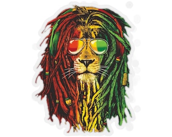 Rasta Lion Sticker,  Lion of Judah, Reggae Sticker, Rastafari Kiss-Cut Stickers for Rasta Lover