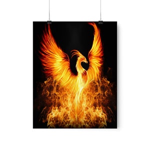 Premium Matte Vertical Poster, Phoenix Poster, Phoenix Rising From Ashes, Rebirth, Resurrection, New Beginnings Art Print, Decoration Poster