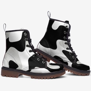 Black and White Combat Boots, Vegna Leather Lightweight boots MT