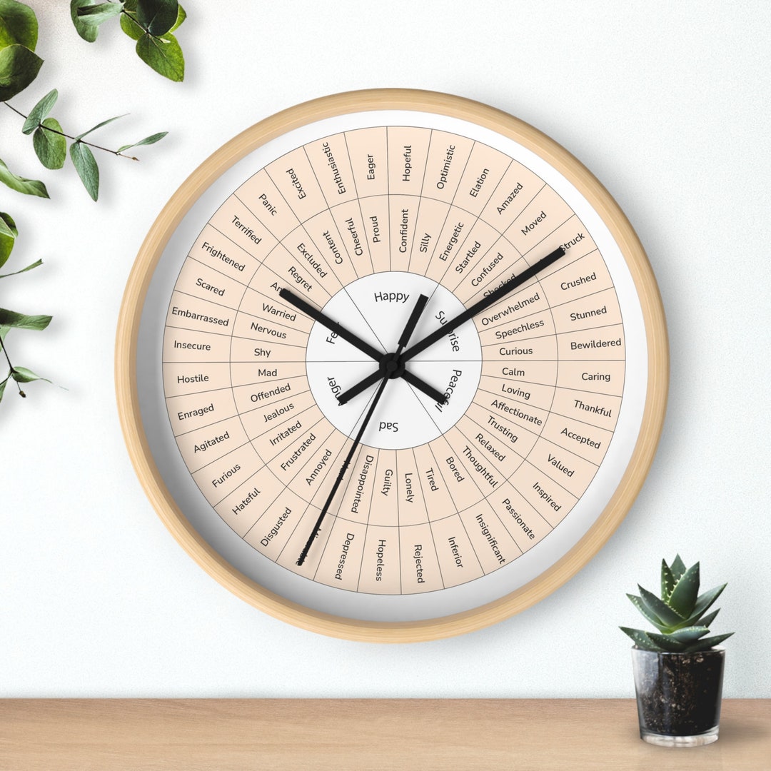 Feelings Wheel Wall Clock, Therapist Wall Clock, School Counselor Gift