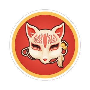 Kitsune Mask Vinyl Sticker, Japanese Anime Kitsune Kiss-Cut Stickers