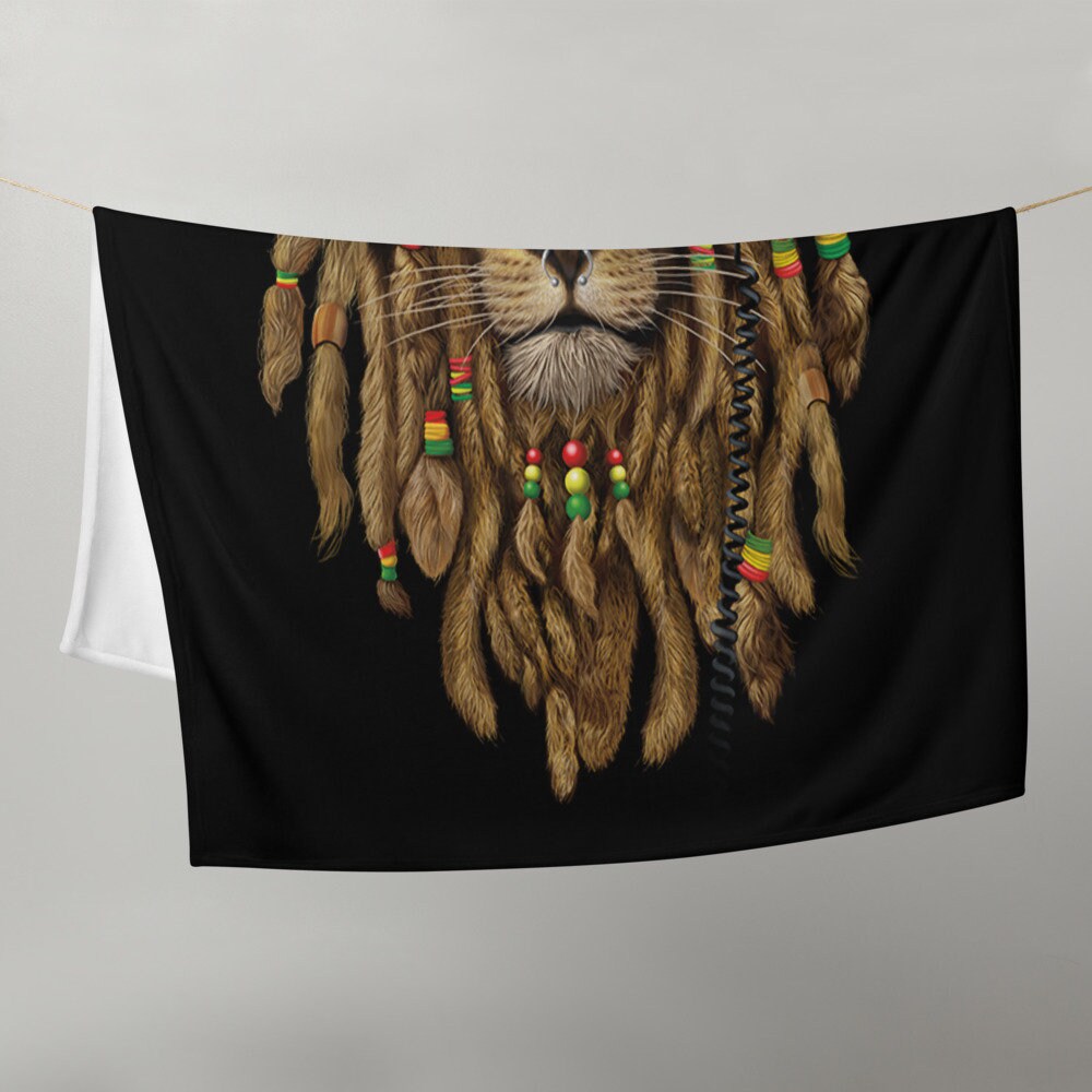 Socira Coperta Rasta Leone: Flanella Con Bandiera Giamaica E Cannabis, Morbida Pile Per Divano (91x203 Cm) - 4