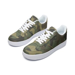 Green And Brown Camouflage Print Canvas Shoes