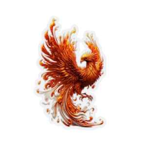 Autocollant Phoenix Rising, hors des cendres, New Beginnings & Resurrection, Phoenix gift, Kiss-Cut Stickers