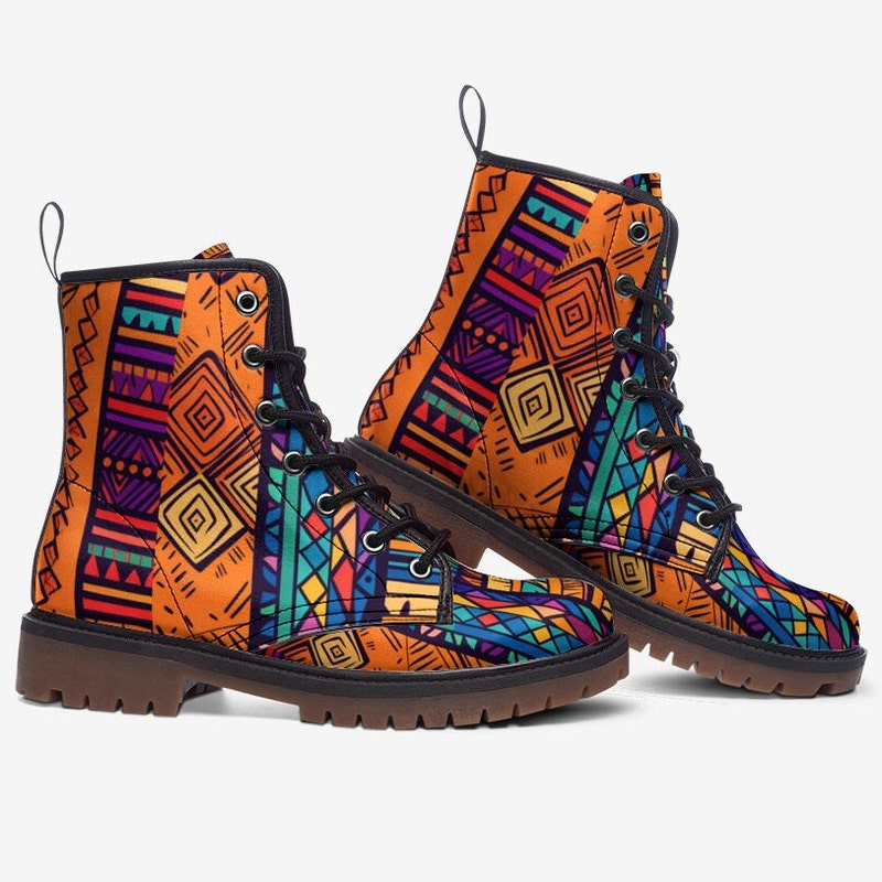 Colorful Neon Tribal Aztec Hand Drawn Men's Boots