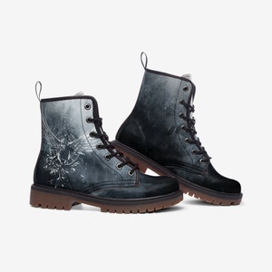 Raven Crow-gevechtslaarzen, Viking, Nordic, Gothic, Vegan Leather Lichtgewicht laarzen