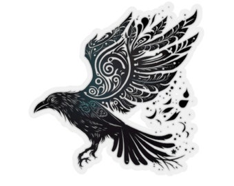 Raven Sticker, Crow Sticker, Viking Raven Sticker, Viking Symbol, Norse Vikings Gift Kiss-Cut Stickers