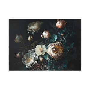 Cartões postais de belas artes Dark Moody Flowers, Dark Academia Botanical Art, Black Still Life art, Black Art Postcard