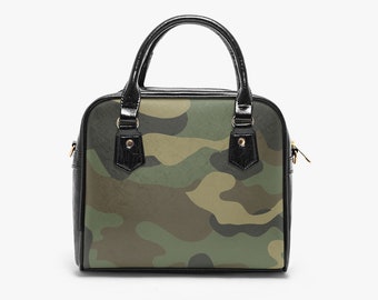 Camouflage Military Green Casual Leather Saddle Bag