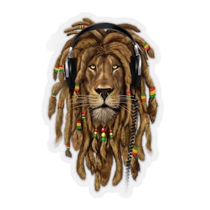 Autocollant Lion Rasta, Lion de Juda, Autocollant Reggae, Autocollants Rastafari Kiss-Cut pour Rasta Lover