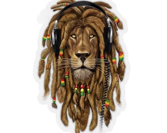 Rasta Lion Sticker, Löwe von Juda, Reggae Sticker, Rastafari Kiss-Cut Sticker für Rasta Liebhaber