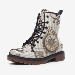 Alice in Wonderland Themed Combat Boots, Vegan Leather, Casual Leather Lightweight boots MT