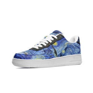 Starry Night Van Gogh Sneakers, Low Top Leather Shoes, Artistic Unisex Footwear