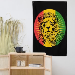 Rasta Lion Flag | Rastafari Decoration Jamaican Colors| 34.5&quot; x 56&quot; | 86.3 cm x 142.2 cm