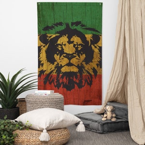 Rasta Lion Flag | Jamaican Rastafari Decoration Flag | 34.5&quot; x 56&quot; | 86.3 cm x 142.2 cm