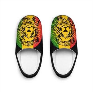 Rasta Lion Slippers, Rastafari Reggae Jamaica Vibes, Men's Indoor ...