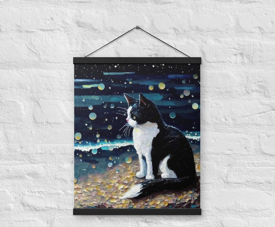 Cute Tuxedo Cat Poster With Hangers, Tuxedo Cat Wall Art, Cat Decor ...
