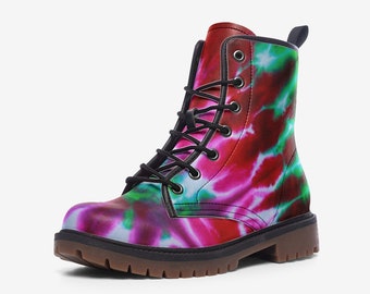 Tie Dye Combat Boots, Vegan Leather, Girl Boots, Casual Lightweight boots MT