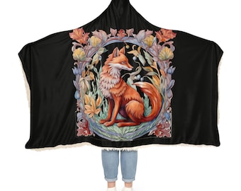 Manta polar con diseño floral de zorro majestuoso, ideal para amantes de los animales. Manta sherpa con estampado de fauna silvestre, perfecta para la decoración del hogar o como regalo para amantes de la naturaleza.