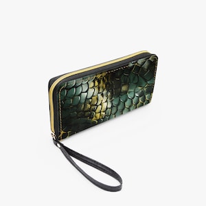 Dragon Wallet, Green Reptile, PU-Leder Wristlet Clutch Wallet