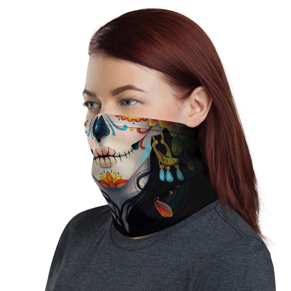 Day of The Dead Face Mask Dia De Los Muertos Neck Gaiter for | Etsy