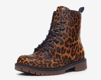 Bright Red Leopard Print Vegan Leather Boots - Etsy display picture 3