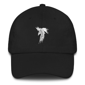 Norse Raven Hat, Embroidered Viking Hat, Viking Style gift for Vikings lover, White Raven Crow, Viking Bird, Vikings style lover, Dad hat