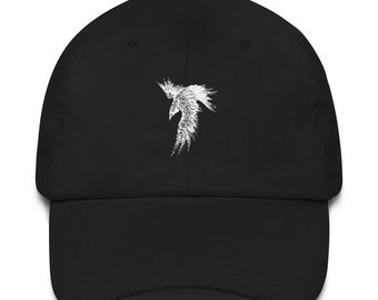 Norse Raven Hat, Embroidered Viking Hat, Viking Style gift for Vikings lover, White Raven Crow, Viking Bird, Vikings style lover, Dad hat