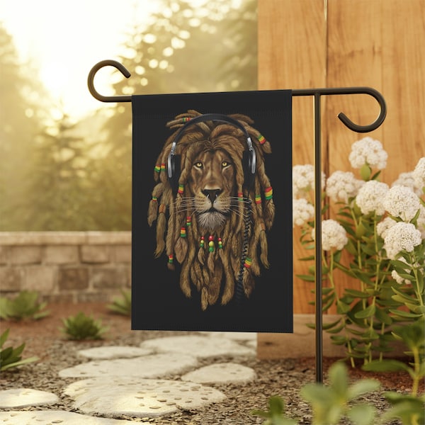 Rasta Lion Banner, Rastafari Reggae Jamaican Culture Flag, Garden and House Banner