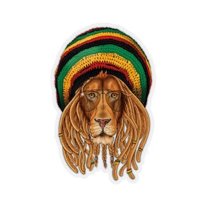 Rastafari Löwe Aufkleber, Marley Löwe Kunst, Dreadlock Rastafari Kiss-Cut Aufkleber für Rasta Liebhaber, Kiss-Cut Aufkleber