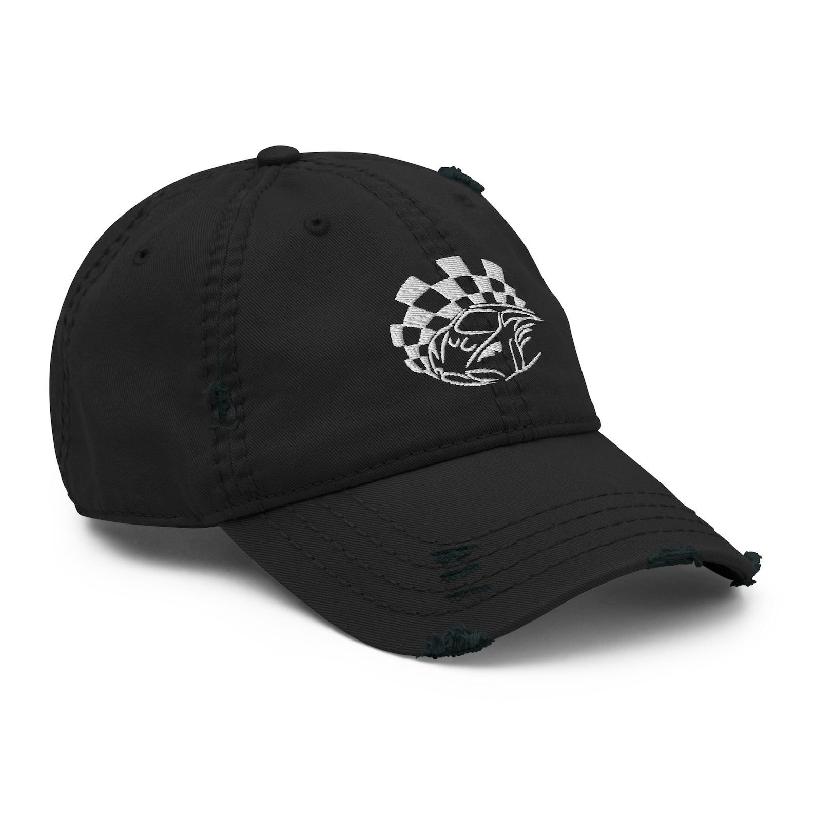 Racing Car Hat, Embroidered Race Flag & Car for Mechanic Sports Lover ...