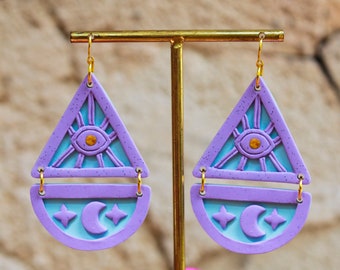 Mystic Earrings: Turquoise and Golden or Purple and blue evil aye dangles. Turkish Eye. Protection and Style