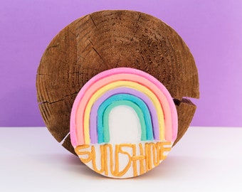 Colorful Rainbow Fridge Magnet: Hello Sunshine. Surf fridge magnet. Surf Lifestyle