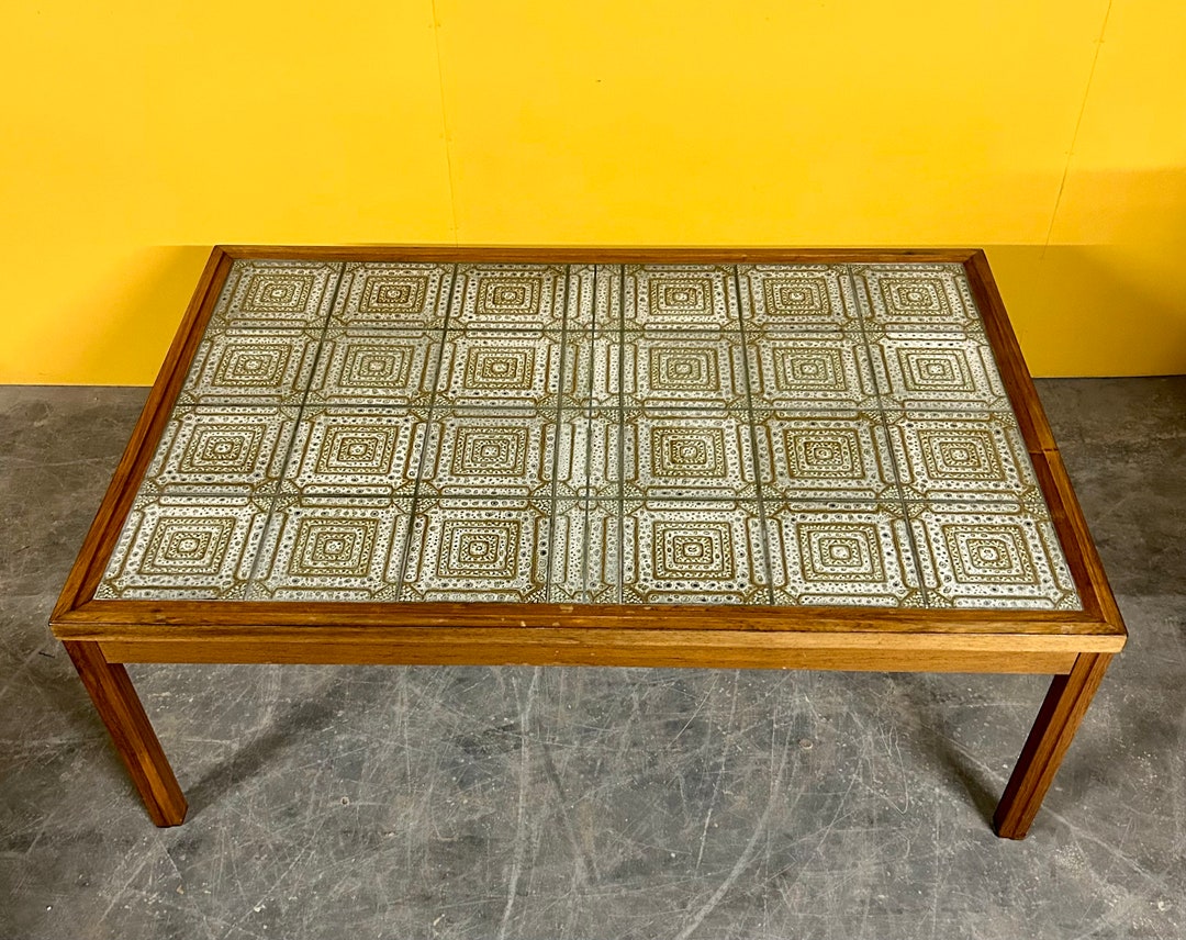 Danish Rosewood Coffee Table With Tiles 1960s Etsy