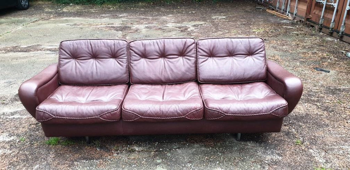 Danish Buffalo Leather 3 Seater Sofa Etsy