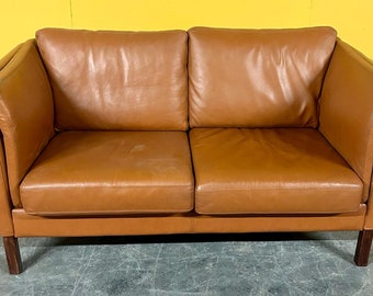 Danish vintage cognac leather sofa by Skalma