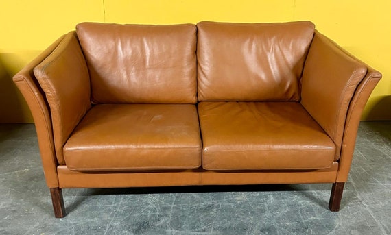 Danish vintage cognac leather sofa by Skalma