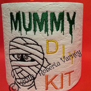 DIGITAL file  - Embroidered Mummy Design - Toilet paper design - Bathroom Decor - Halloween - Gag gift