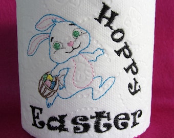DIGITAL FILE - Embroidered Easter Bunny design - Toilet paper design -  Digital file - Bathroom Decor
