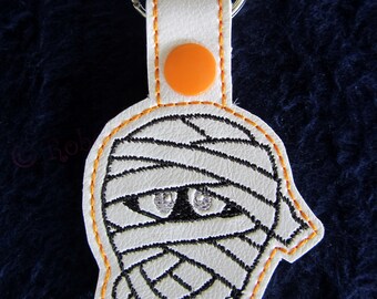 DIGITAL file  - Embroidered Mummy Design - Snap Tab Design - Halloween